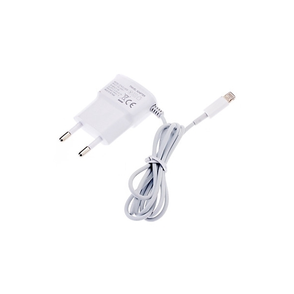 Picture of IS TRAVEL CHARGER IPHONE 5 5S 5C 6 6s PLUS IPAD FIXED CABLE WHITE