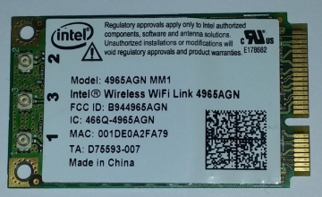 Show details for WIRELESS WiFi INTEL LINK 4965AGN FOR HP PAVILION Picture of WIRELESS WiFi INTEL LINK 4965AGN FOR HP PAVILION