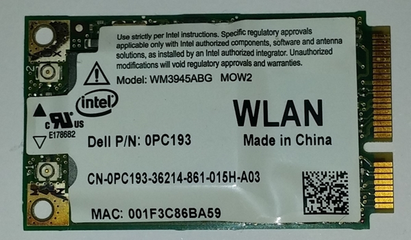 ΑΣΥΡΜΑΤΗ ΚΑΡΤΑ ΔΙΚΤΥΟΥ  WiFi INTEL ANATEL WM3945ABG MOW2 FOR DELL LATITUDE