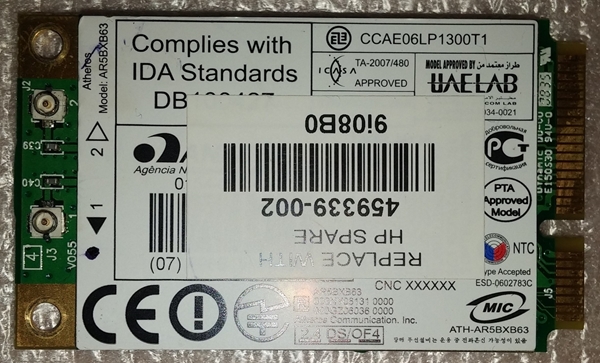 ΑΣΥΡΜΑΤΗ ΚΑΡΤΑ ΔΙΚΤΥΟΥ WIFI ATHEROS AR5BXB63 FOR COMPAQ PRESARIO