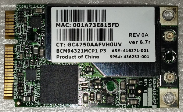 Picture of WIRELESS WiFi BROADCOM BCM94321MC FOR HP PAVILION