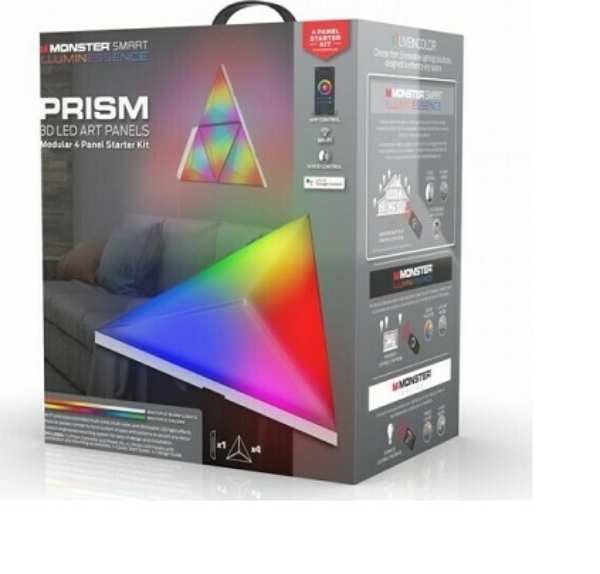 MONSTER ΔΙΑΚΟΣΜΗΤΙΚΟ ΦΩΤΙΣΤΙΚΟ LED RGB HEXAGON 4τμχ ΠΟΛΥΧΡΩΜΟ