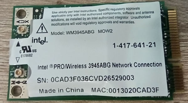 Picture of WIRELESS WiFi INTEL PRO WM3945ABG MOW2 FOR SONY VAIO
